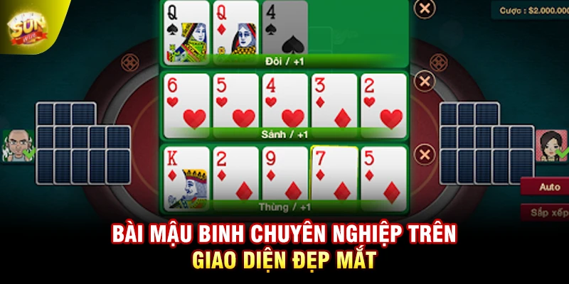 Bài mậu binh chuyên nghiệp trên giao diện đẹp mắt