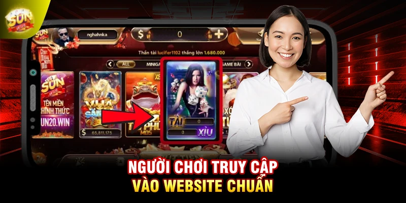 Người chơi truy cập vào website chuẩn