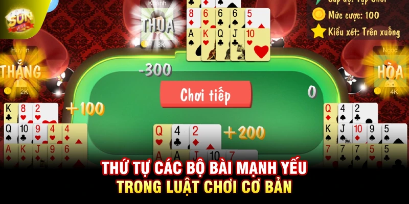 Thứ tự các bộ mạnh yếu trong luật chơi cơ bản